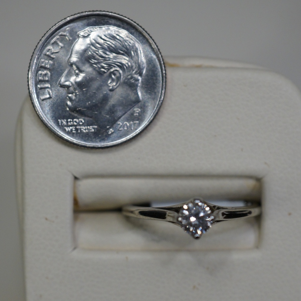 14KW Gold Solitaire Genuine Diamond Ring - Picture 5 of 5